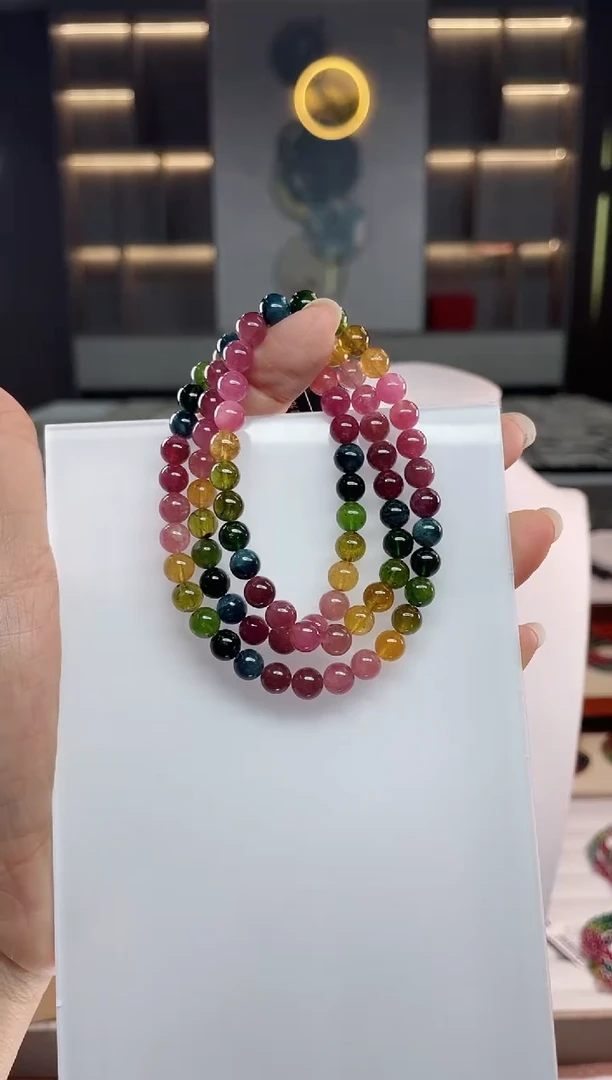 未镶嵌老矿碧玺三圈手串6mm+碧玺（多样性发一条）Q