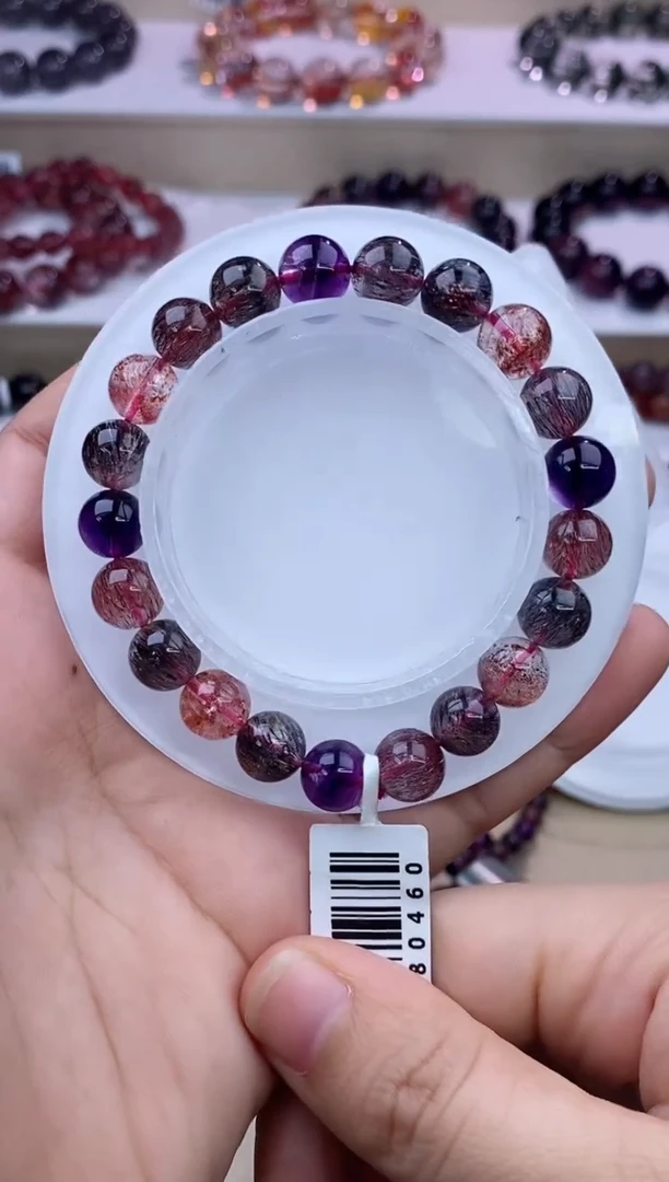 水晶手链未镶嵌黑加仑超七单圈9m+