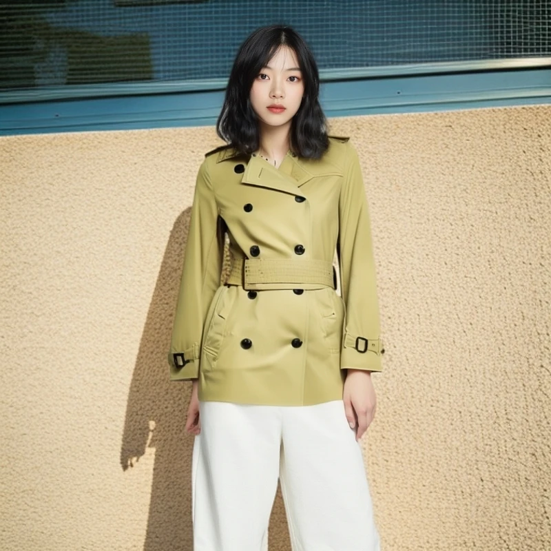 99新 BURBERRY/博柏利 /风衣/双排扣连帽长袖腰带/UK4码/9207595