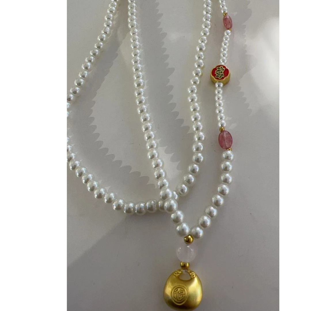 非金属仿珍珠吊坠 【小宇】珍珠小福袋项链