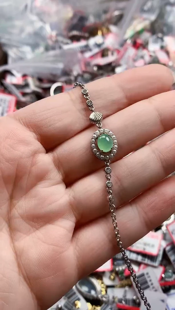 银S925镶嵌戒指翡翠天然A货缅甸翡翠