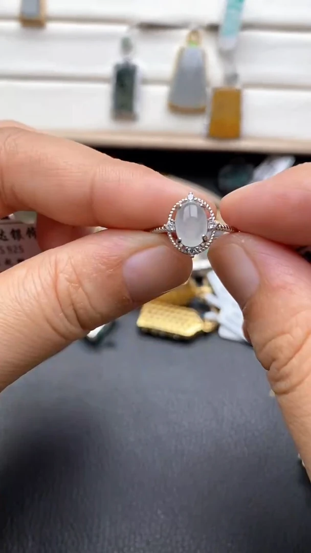 银S925镶嵌戒指翡翠1