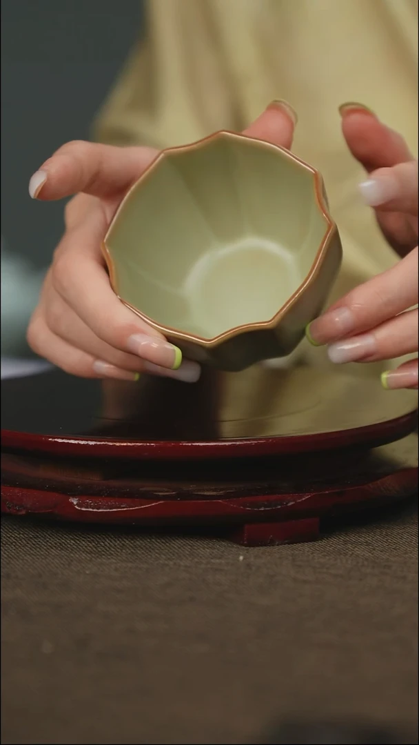 全品 四方葵口杯 带底款