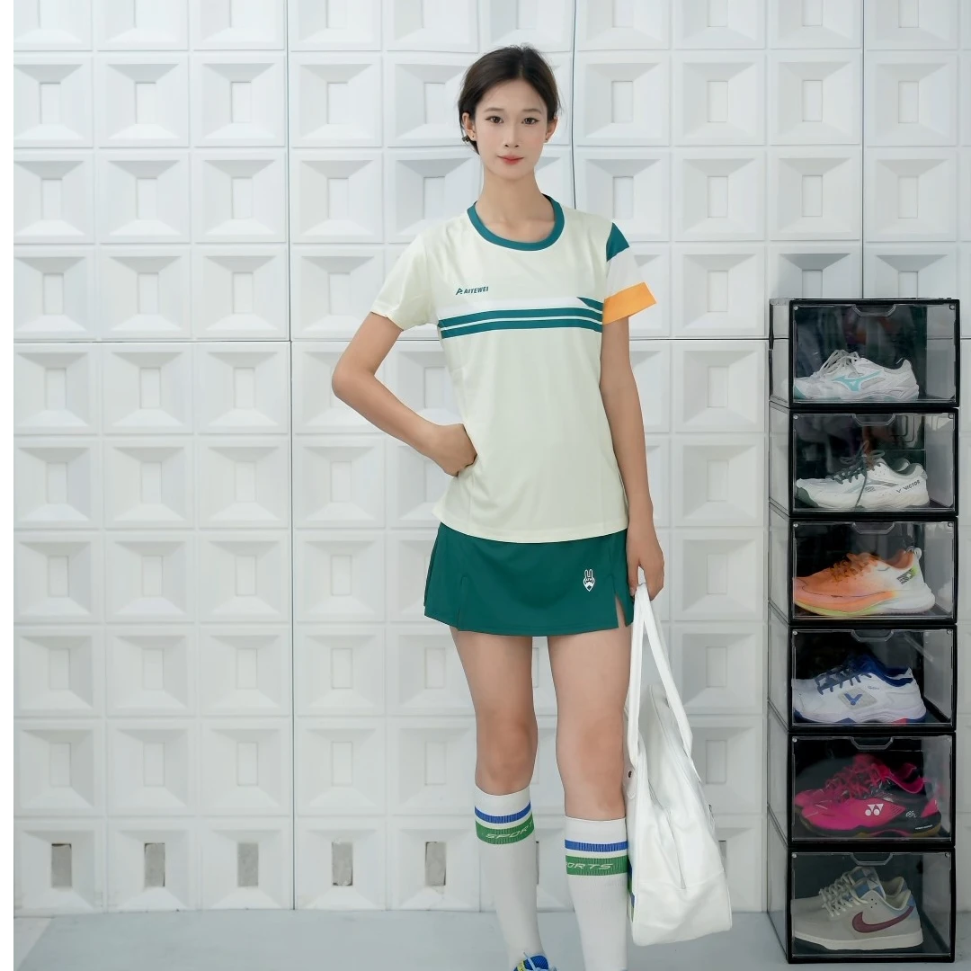 艾特威透气网眼透气速干比赛服大赛服男女运动羽毛球服短袖上衣