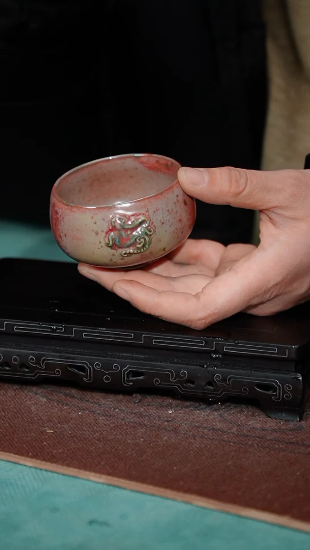 【闪购商品】177-1螭龙禅定杯（炉钧釉 窑变随机）