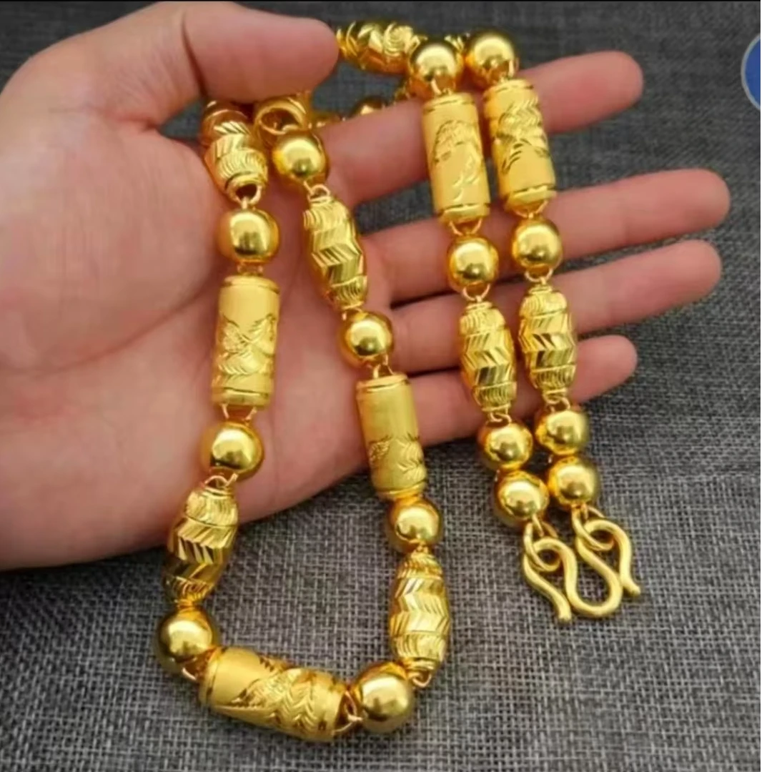 合金项链 【全家福项链】时尚空心光珠霸气光面经典潮流素款情侣