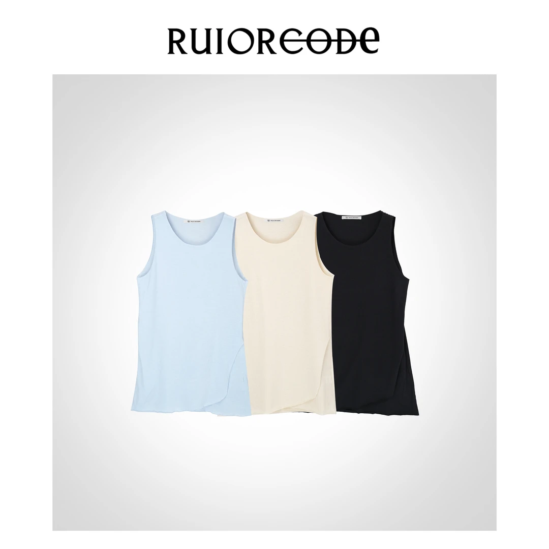 【RUIORCODE】三色无锁边不规则下摆纯棉背心 理性消费@@
