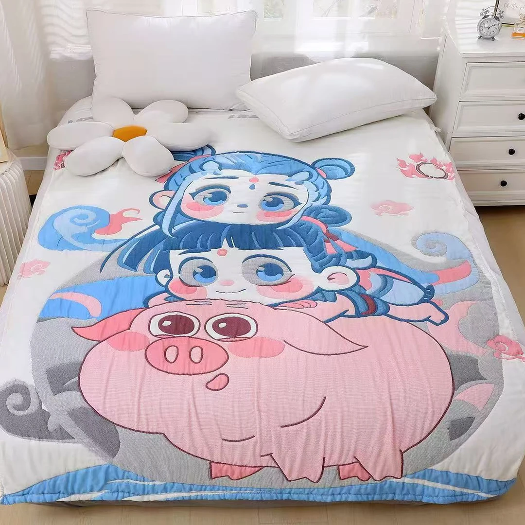 【哪吒敖丙】150*200透气亲肤可爱泡芙被亲肤棉纱通用盖被