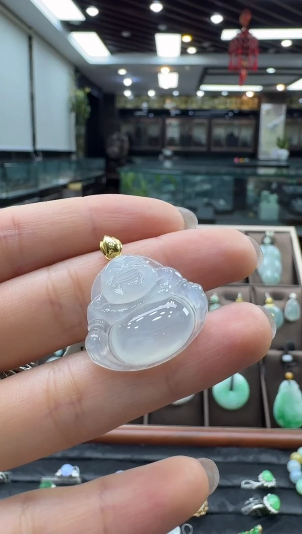 颈饰18K金镶嵌翡翠l**浅佛公