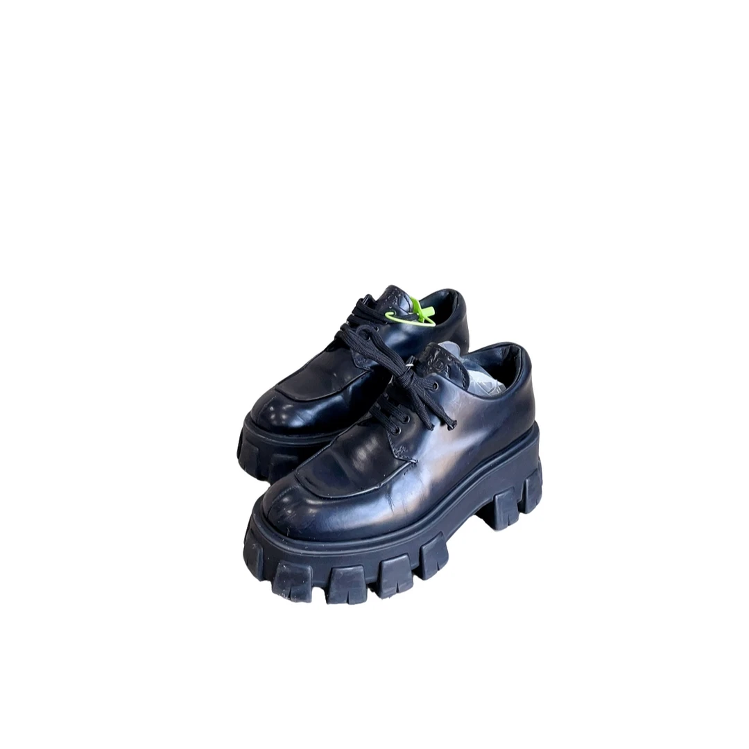 95新 Prada/普拉达 厚底乐福鞋 36码 d4331