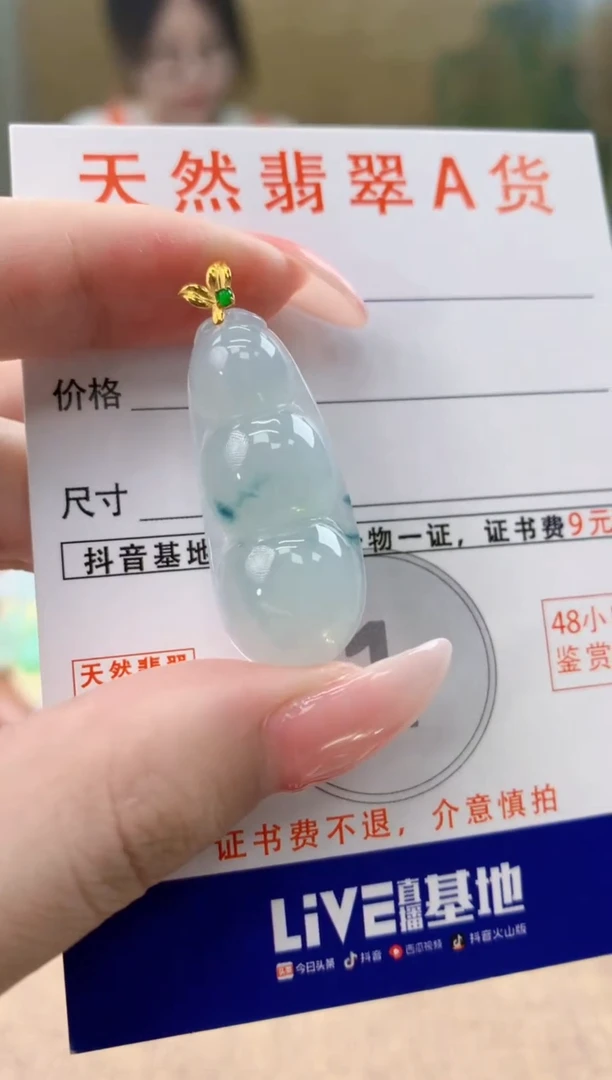 颈饰18K金镶嵌翡翠天然A货翡翠挂件
