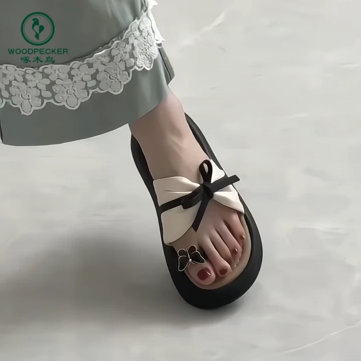 啄木鸟法式小香风厚底拖鞋女夏外穿2025新款百搭套趾凉拖鞋配裙子