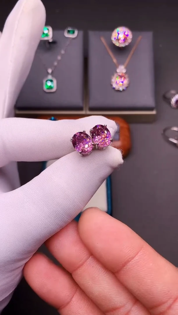 双色碧玺耳饰银S925镶嵌········