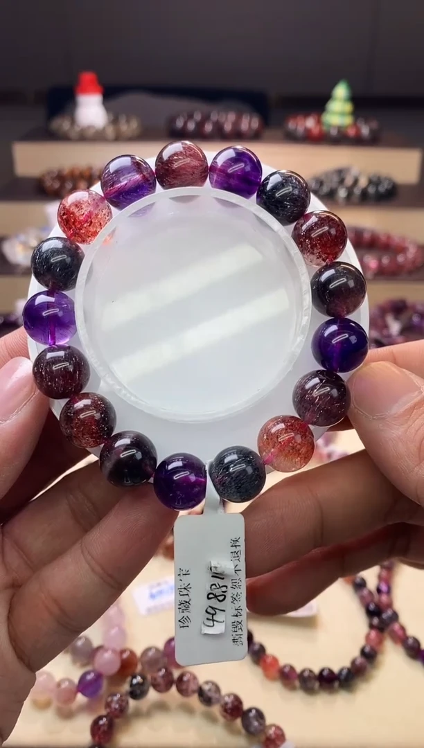 【闪购商品】水晶手链未镶嵌黑加仑超七单圈12m+