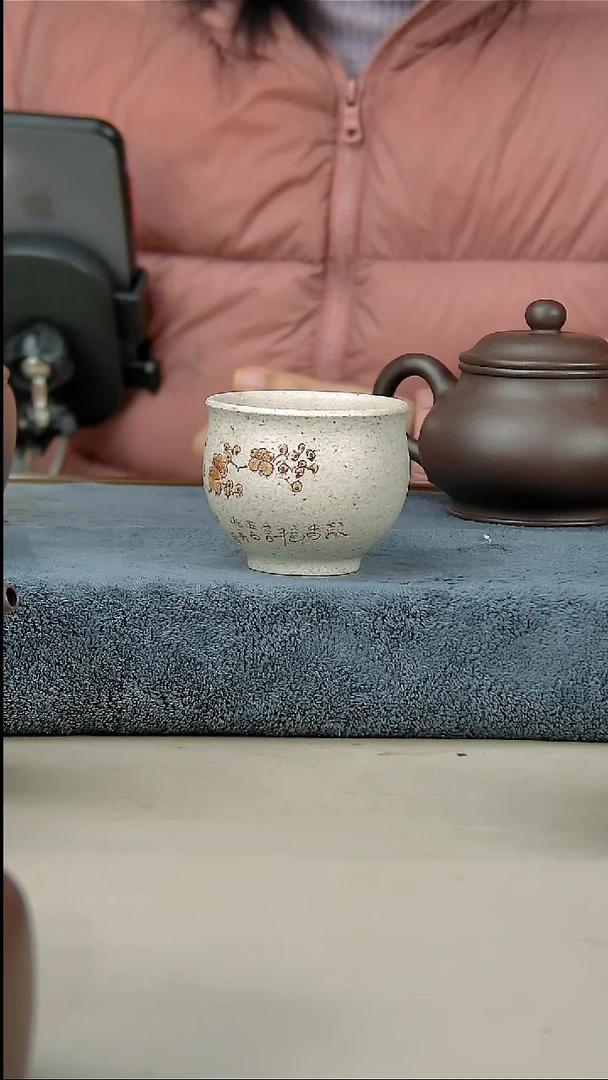 茶壶紫砂白 玉段杯子100