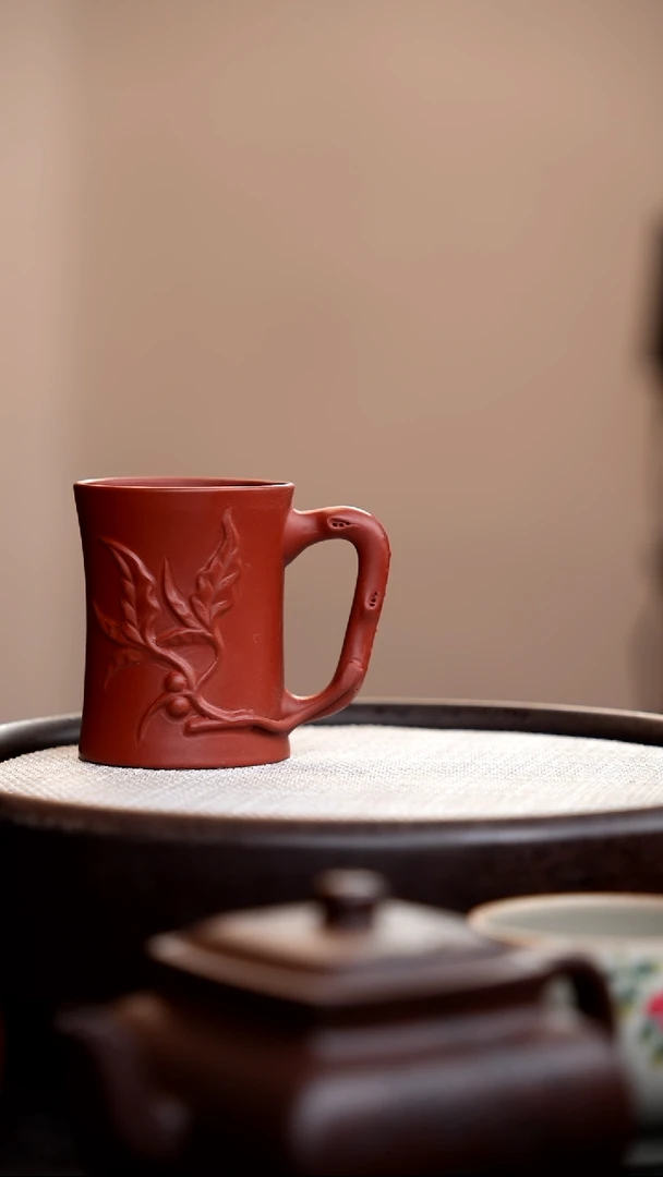 茶壶紫砂朱泥葡萄手把杯