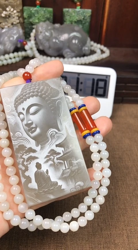 和田玉未镶嵌颈饰听风观雨