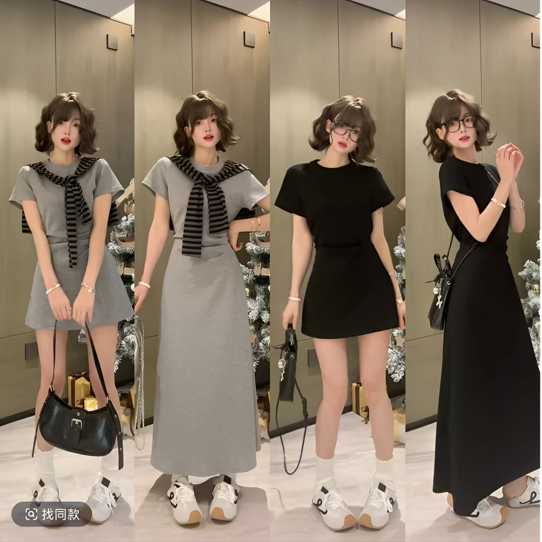 小个子法式黑色连衣裙连衣裙夏季独特漂亮掐腰长裙显瘦气质时尚
