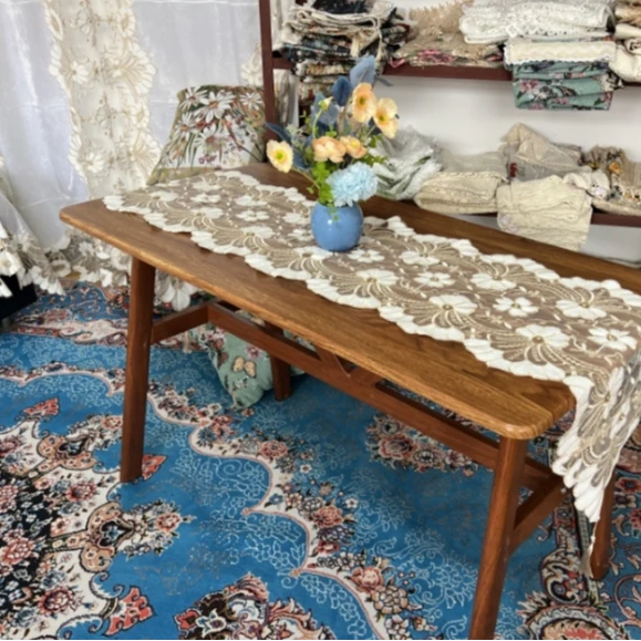 ZN041-158金丝绒【38*185】白色金丝绒镶钻桌旗桌布茶几布