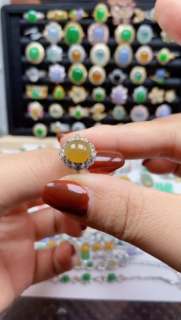 银S925镶嵌戒指翡翠176