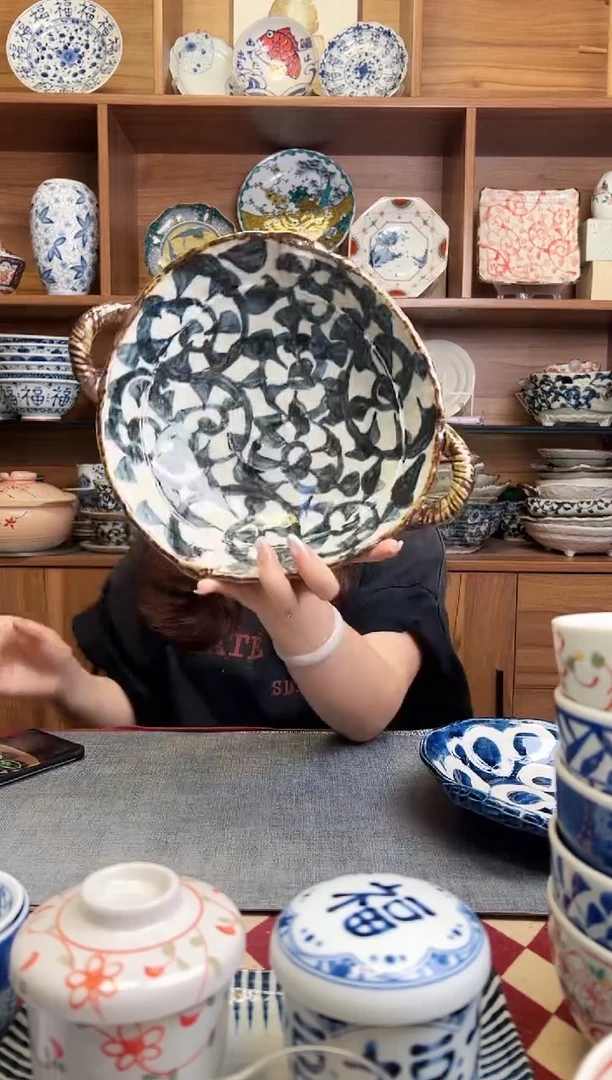 瓷片章鱼唐草 中号锅型盘