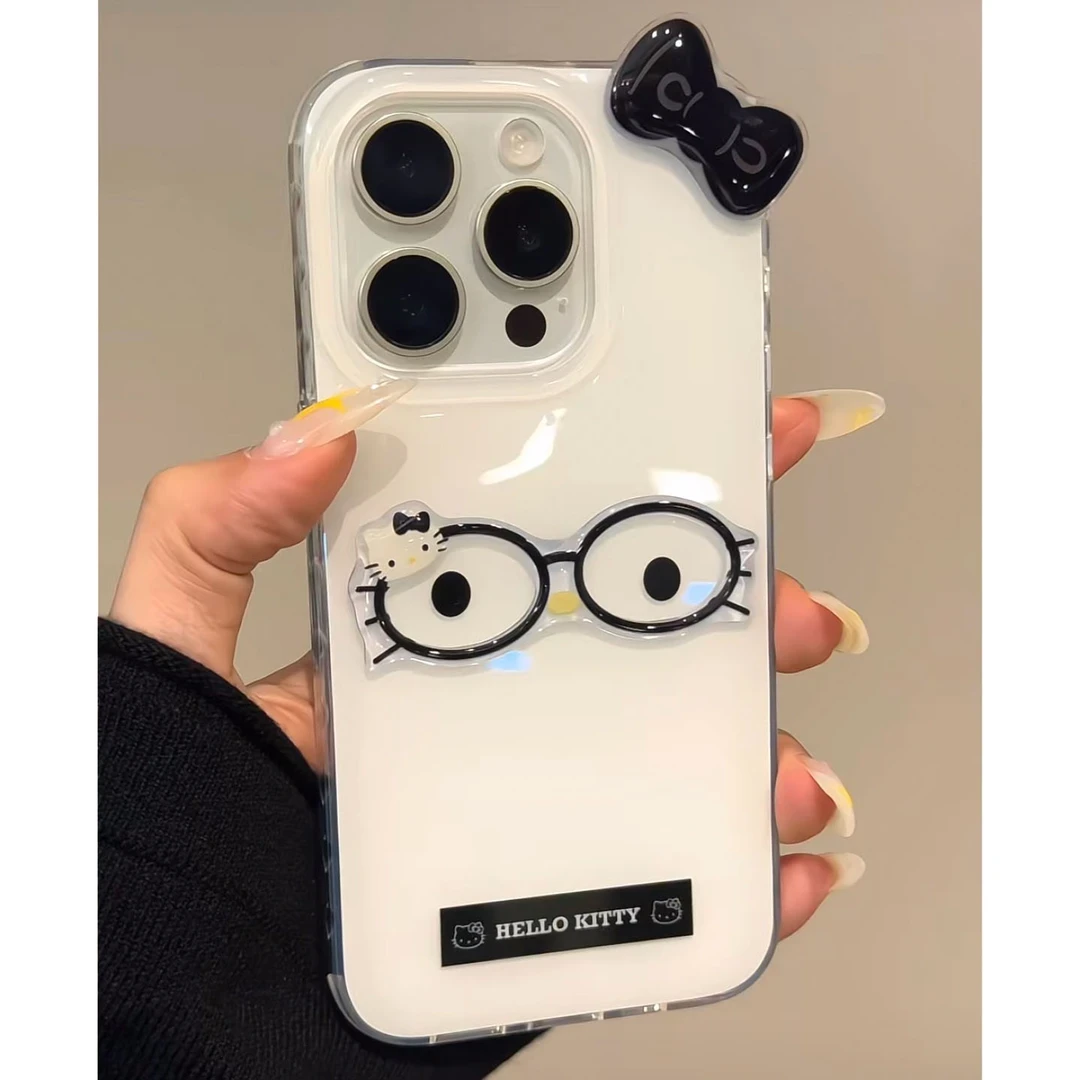 BANCAKT猫眼镜蝴蝶结适用苹果16/15手机壳华为P70vivo小米oppo