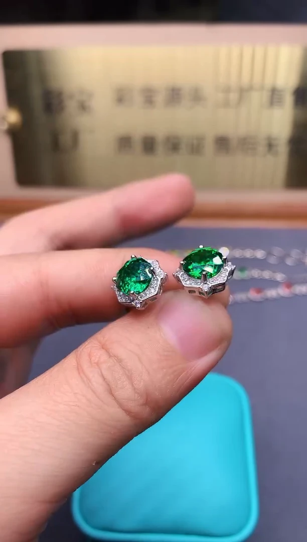 【闪购商品】透辉石耳饰银S925镶嵌..........