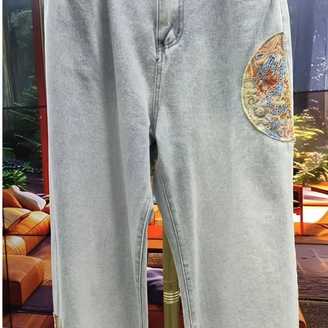 120 重工刺绣百搭修身显瘦裤子