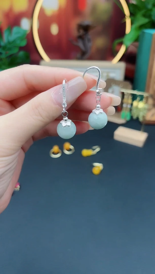 玛瑙/玉髓耳饰银S925镶嵌822