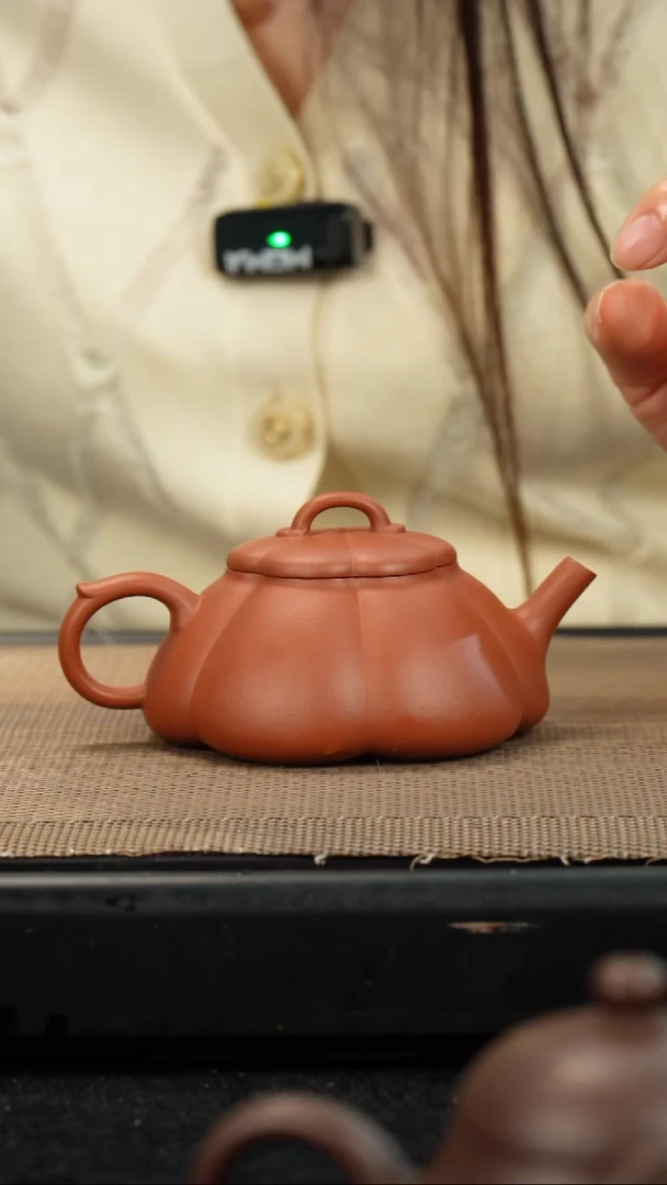 茶壶紫砂生砂朱泥筋纹石瓢150