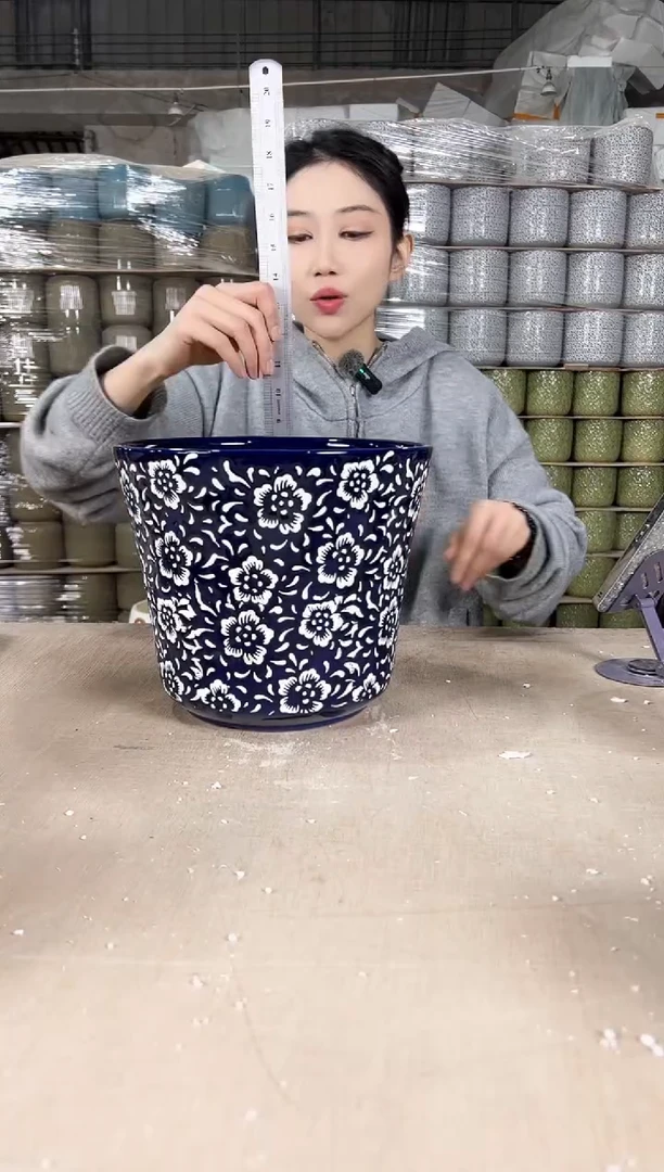 【闪购商品】陶瓷收腰蓝白花大号25x22