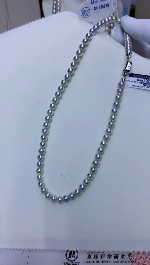 银S925镶嵌海水珍珠饰品6-6.5bluerose带大证
