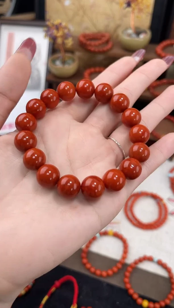 未镶嵌手串南红玛瑙南红单圈素串手串QF-A446（多样性发一）