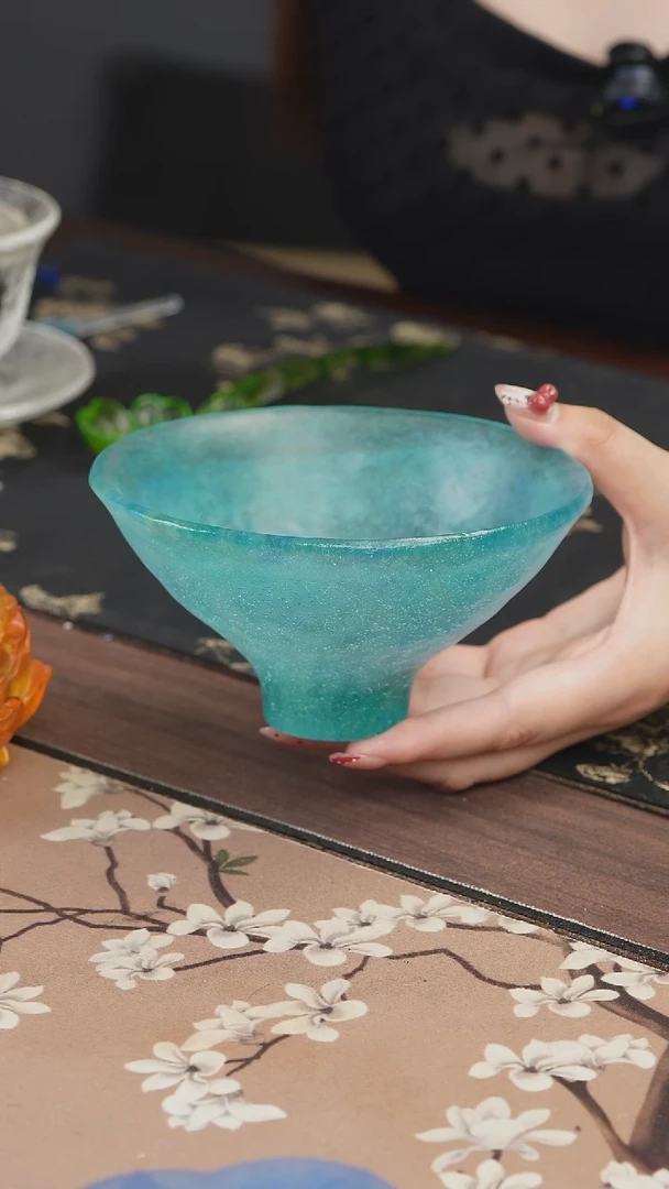 手工艺品琉璃海盐蓝建盏