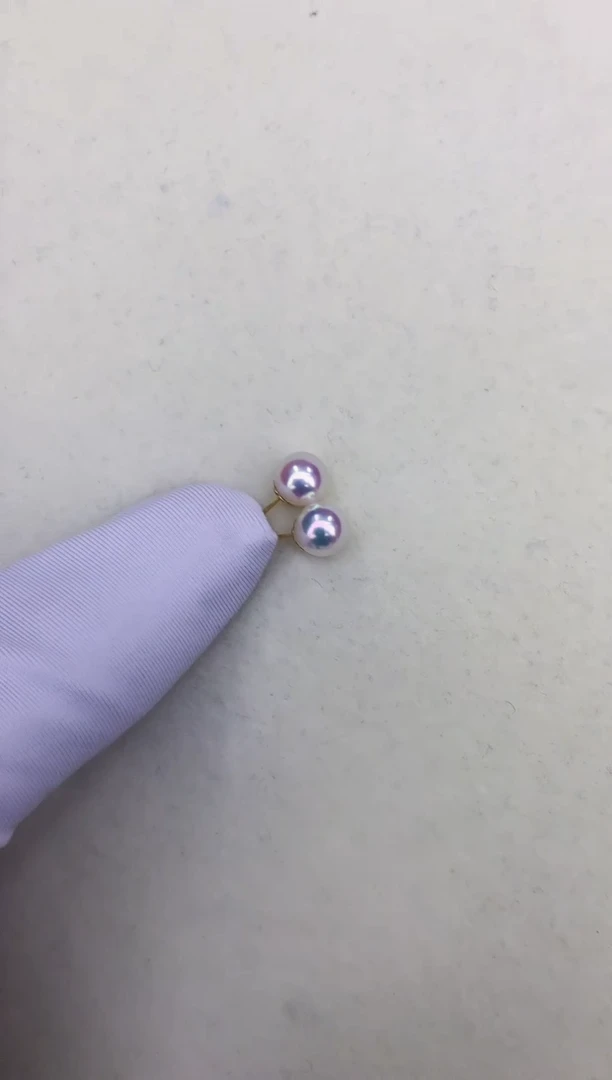 18K金镶嵌DA海水珍珠 7-7.5 耳钉 GD002