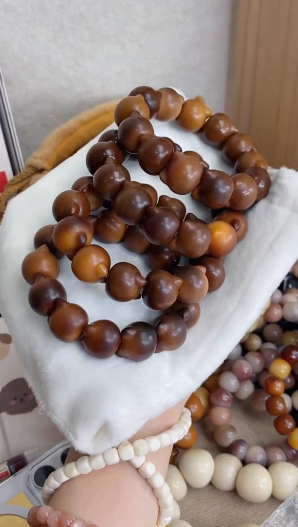 菩提根/象牙果手串q85干磨猫猫头21+瑕疵不补