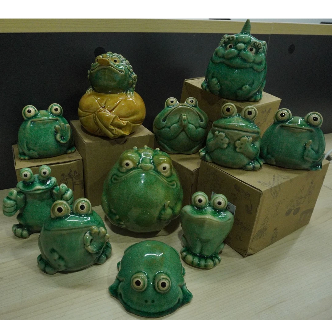 王顺手造精致陶瓷网红绿蛙