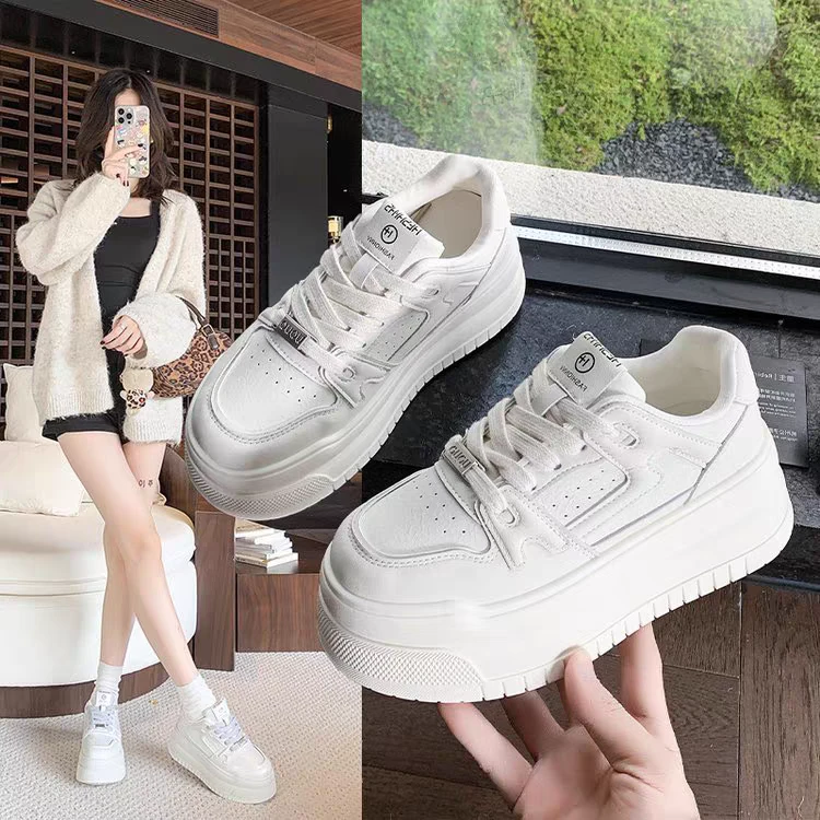 松糕鞋女春季新款美式透气百搭厚底增高小白鞋时尚休闲运动板鞋