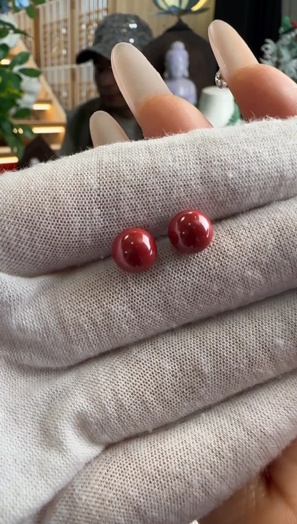 【闪购商品】玛瑙/玉髓耳钉未镶嵌朱砂