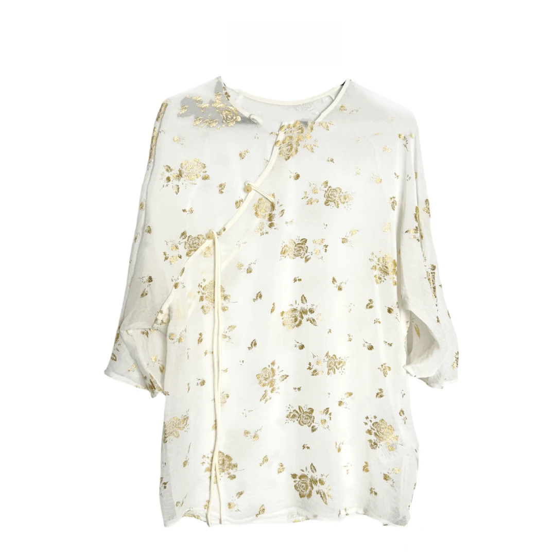 《鲍姐》【玫瑰烫金】国风烫金上衣6017