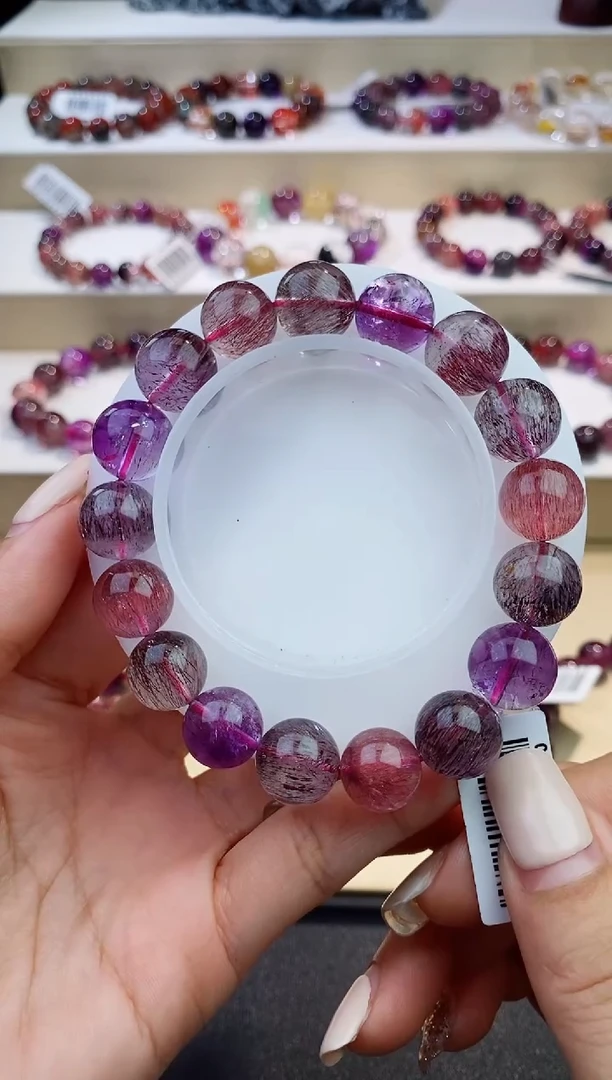 未镶嵌手链水晶黑加仑超七12m+