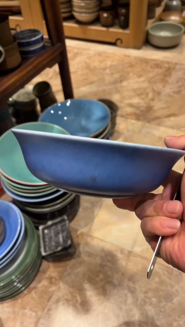 【闪购商品】瓷片902岁月汝蓝菜盘1只