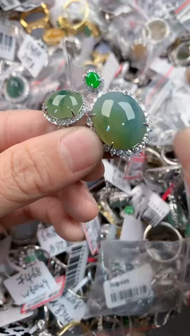 银S925镶嵌戒指翡翠10   6