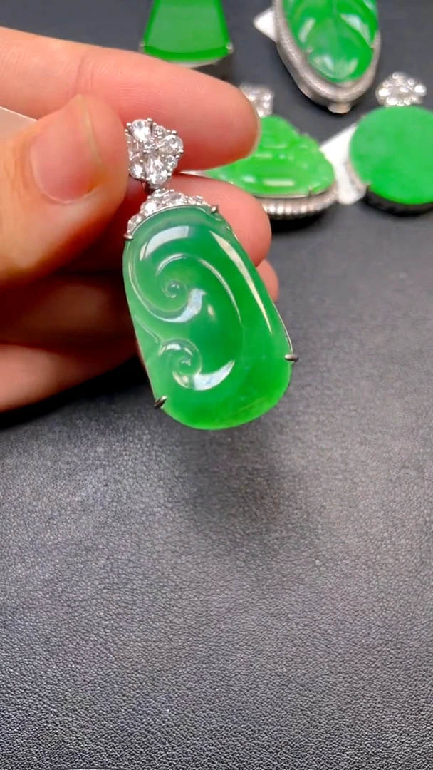 吊坠(不含链)银S925镶嵌翡翠dz