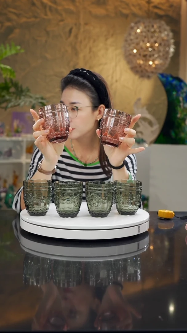 手工艺品琉璃福利香槟色一套8只