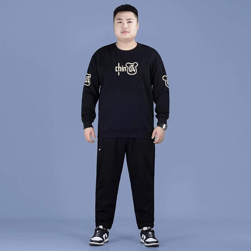 大码卫衣秋冬套装新款男士加肥加大宽松潮流两件套休闲运动套装男