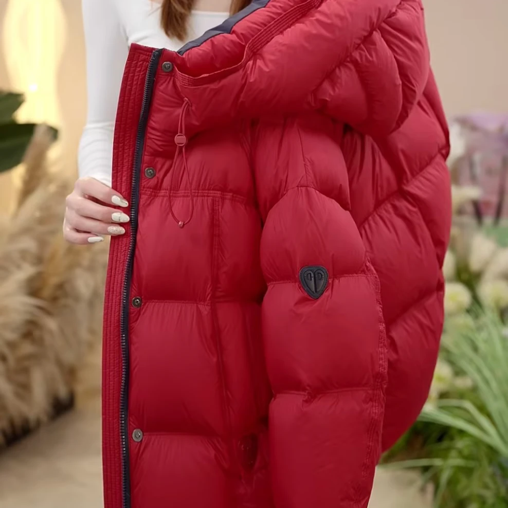 【ss甄选大朵绒】时尚百搭气质洋气保暖设计师女士连帽羽绒服