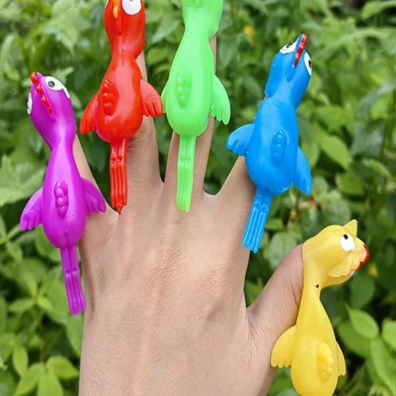 弹射火鸡彩色飞天小黄鸡发泄解压手指发射鸡创意弹弓趣味玩具