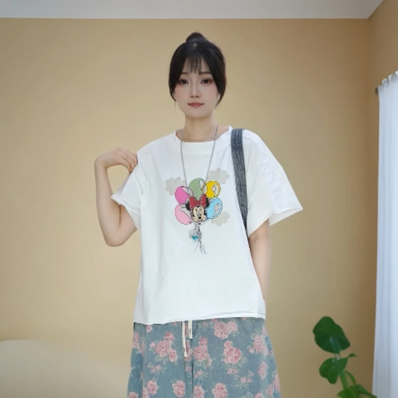 393韩版夏季新款精梳棉印花米奇大叛T恤女