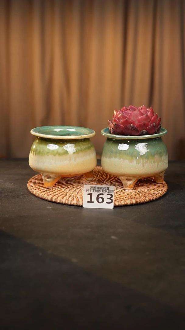 【闪购商品】瓷片163泥泥手工花盆口7高7